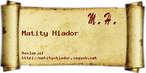 Matity Hiador névjegykártya